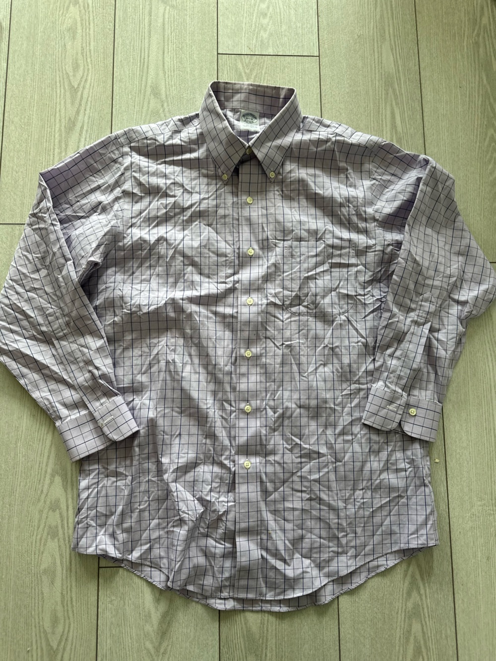 Brooks Brothers Purple and White Windowpane Button-Down Shirt